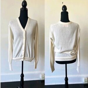 Vintage Cardigan Sweater 1970’s Off White Women’s Cardigan Grunge Cardigan